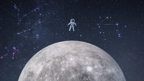 astronauta flotando sobre la luna en bucle animado