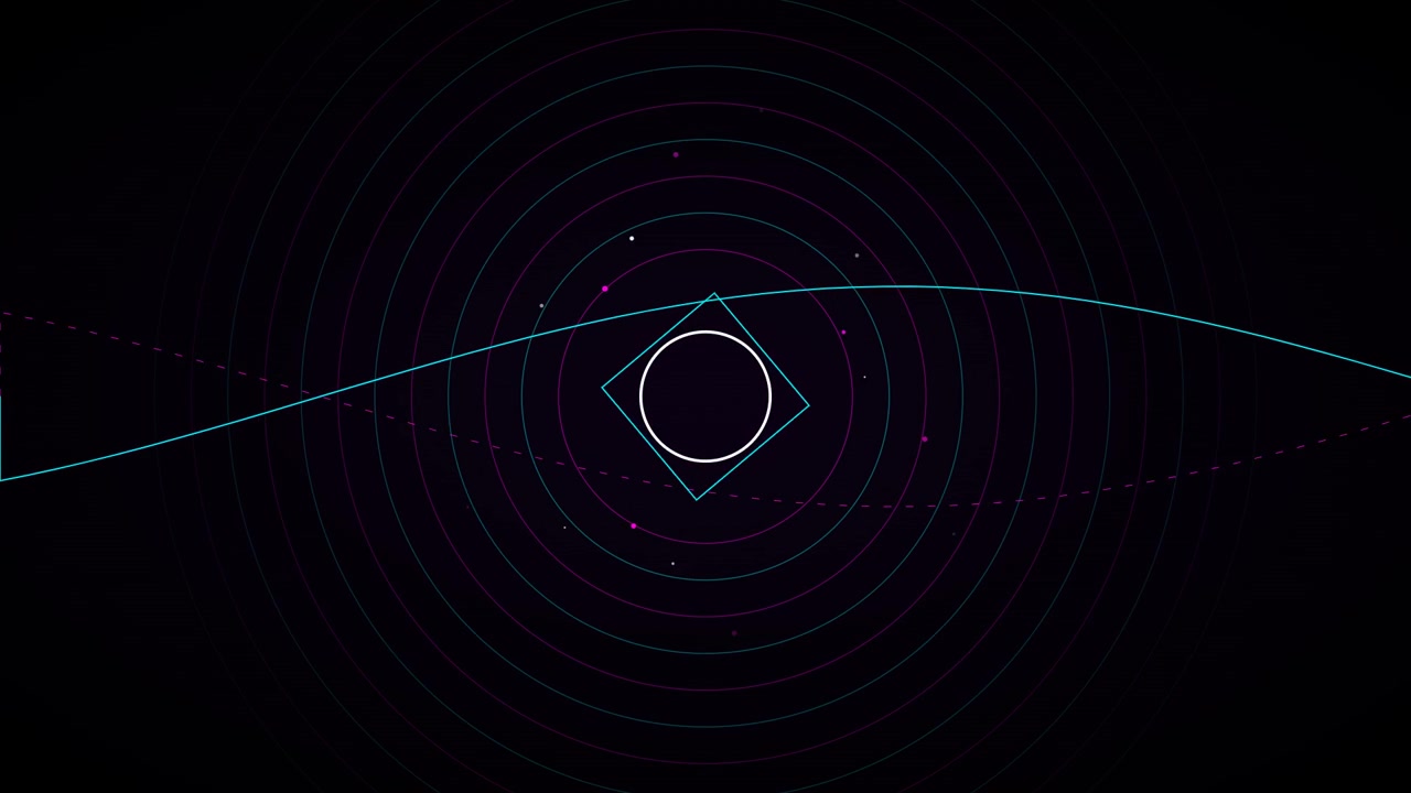 Abstract Geometric Animation with Rotating Square and Pulsing Circles