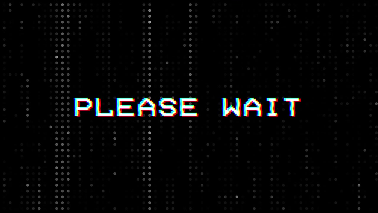Animated Please Wait Message with Retro Glitch Effect