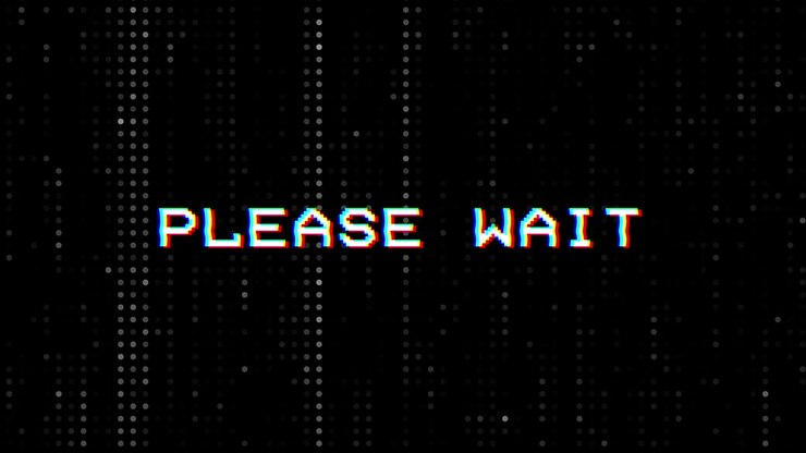 Animated Please Wait Message with Retro Glitch Effect
