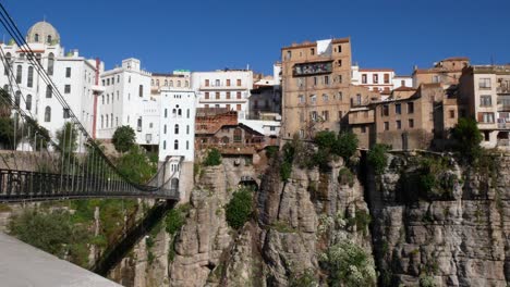 mellah seliman bridge in constantine, algeria (passerelle perregaux). nice suspended pedestrian bridge over a deep gorge.