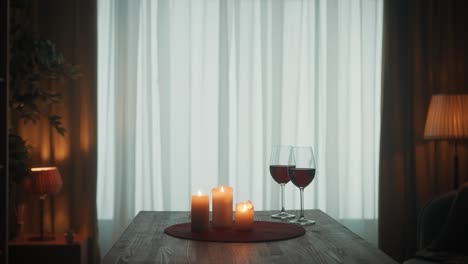 romantic evening with candles and wine
