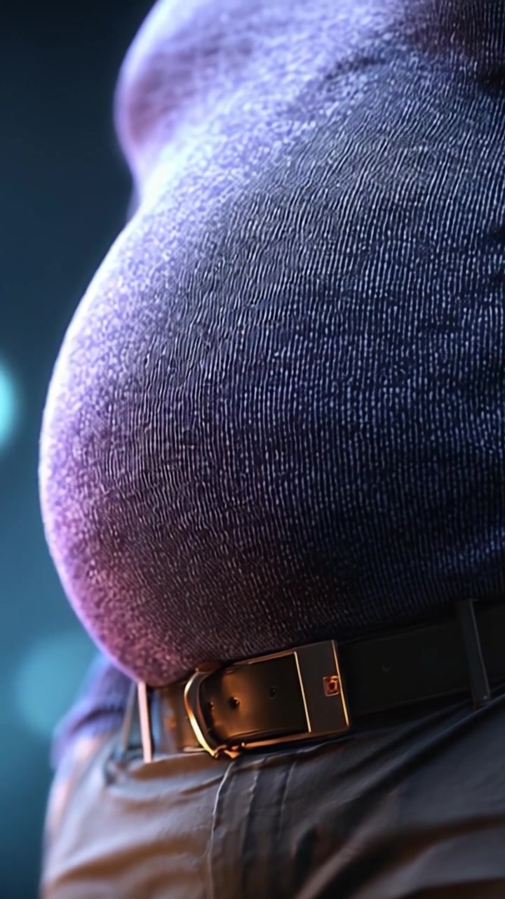 Primer Plano de un Abdomen Redondo Distintivo Envuelto en un Suéter de Punto, Destacando las Texturas y la Composición de la Prenda Sobre un Fondo Suavemente Iluminado