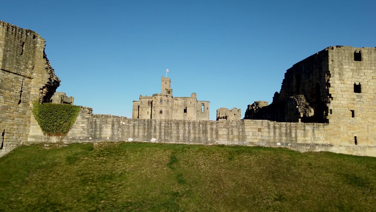 Castello di Warkworth nel Northumberland, Inghilterra, Regno Unito