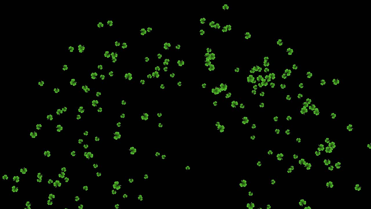 3d abstract saint patricks day shamrock background falling leaves made of hearts over green