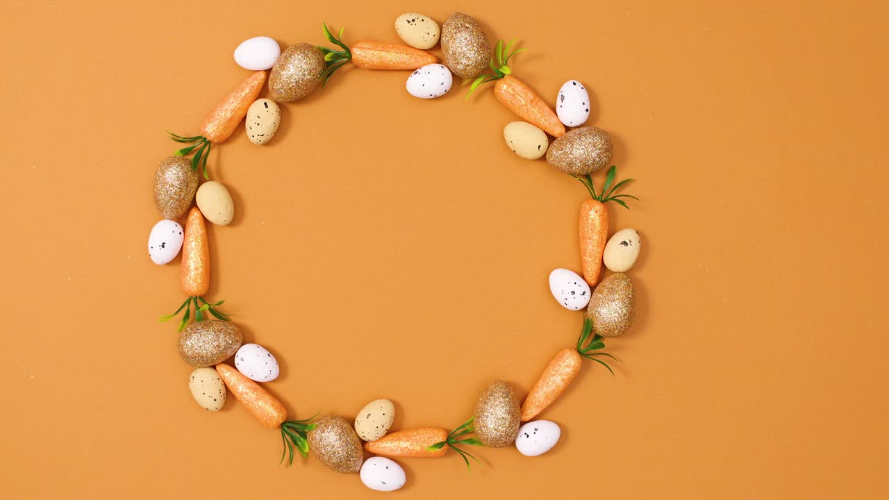 오렌지색 배경에 달으로 만든 부활절 복사 공간 서클.