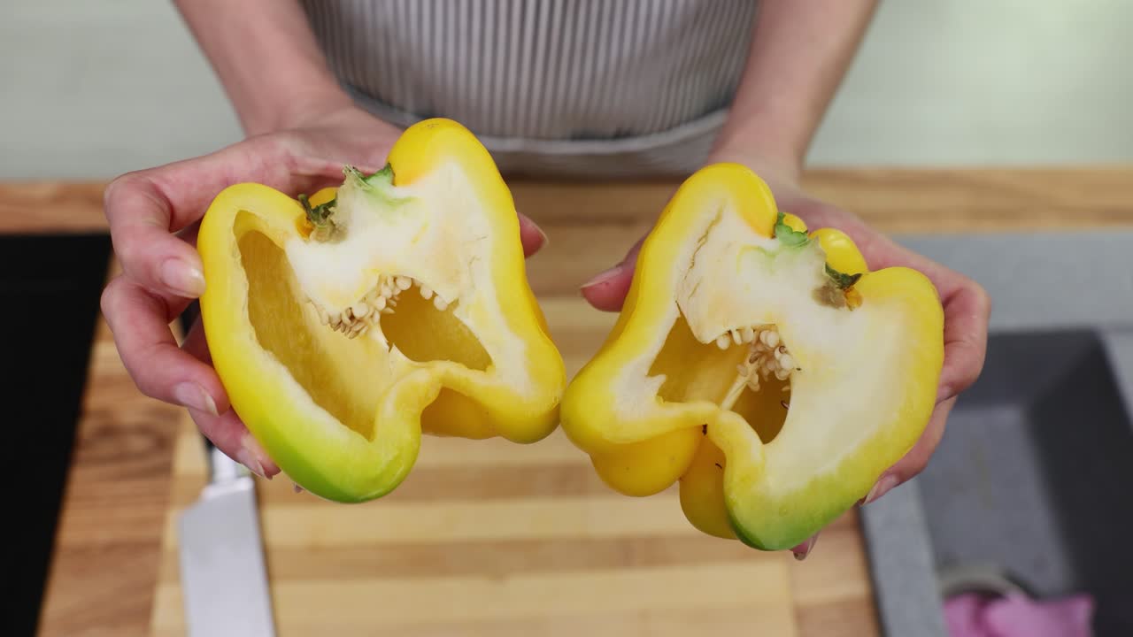 Two Halved Yellow Peppers