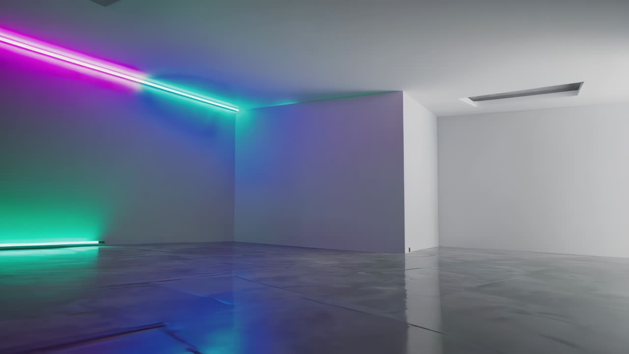 Empty Modern Room with Neon Lighting