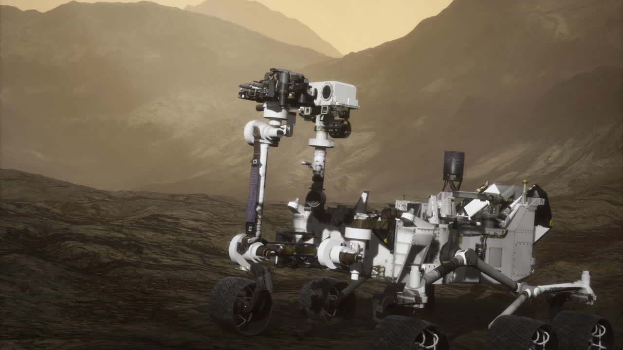 Curiosity rover exploring the martian landscape during its mission on mars