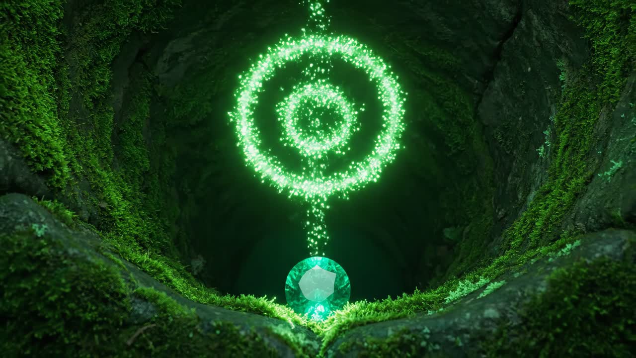 Glowing Emerald in Mossy Well