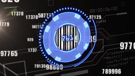 animación de un círculo azul con números sobre números en fondo negro