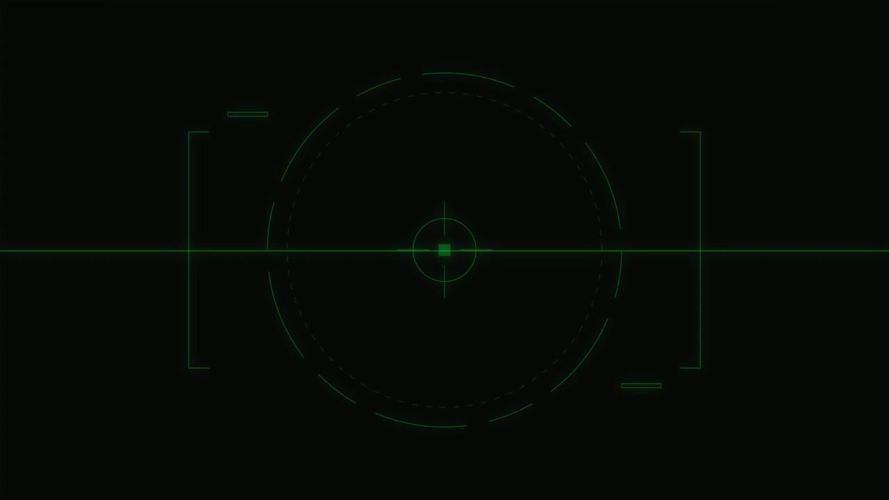 Digital Green HUD Target Reticle Overlay on Black Background