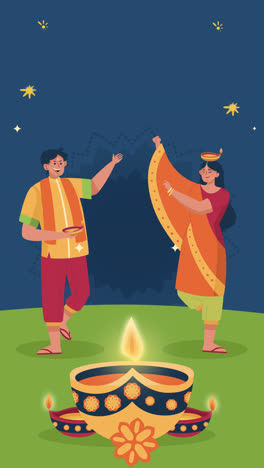 Eine-Animation-Eines-Flachen-Hintergrunds-Für-Die-Feier-Des-Hinduistischen-Diwali-Festes