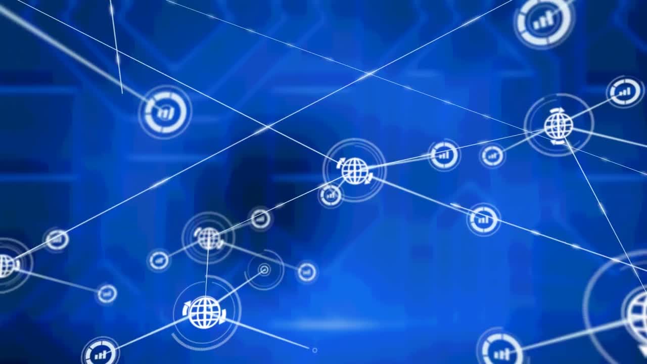 animación de la red de conexiones sobre fondo azul