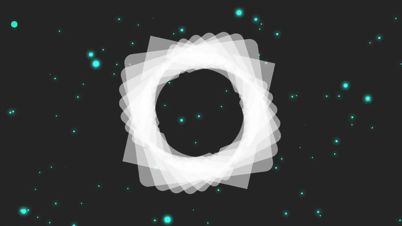 검은색과 녹색의 플레이크 배경으로 기하학적 형태의 애니메이션