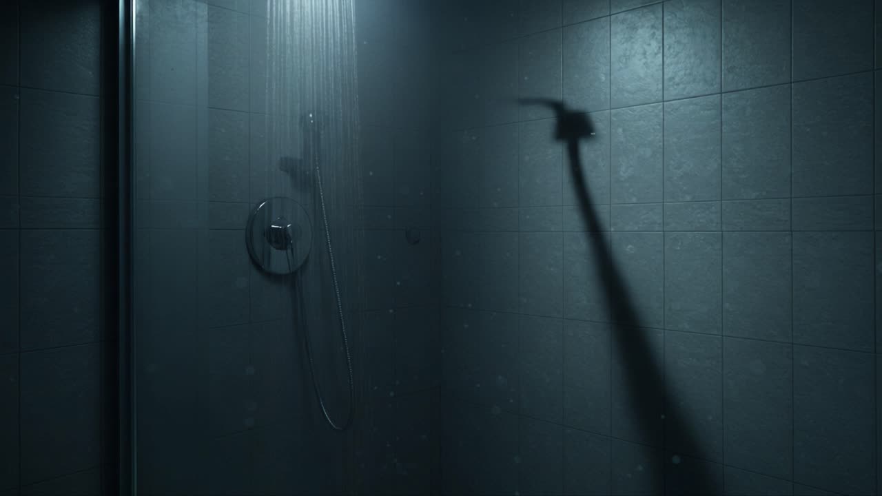 A Serene Moment in a Modern Bathroom: The Soothing Flow of Water Engulfs the Environment, Highlighting a Beautifully Designed Shower Space