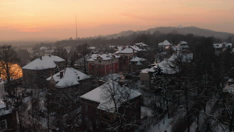 Winter-in-Krakow,-Poland---Aerial-view-of-Salvator