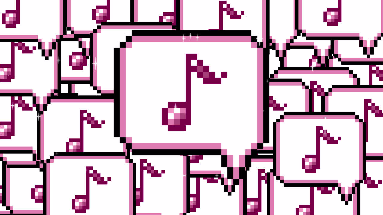 Pixel art pop up speech bubble icon eighth note Transitions. 1080p - 30 fps - Alpha Channel (8).mov