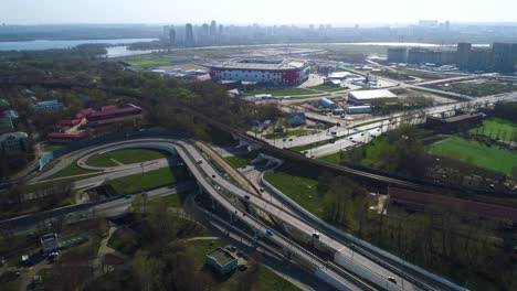 Aerial-view-of-a-freeway-intersection