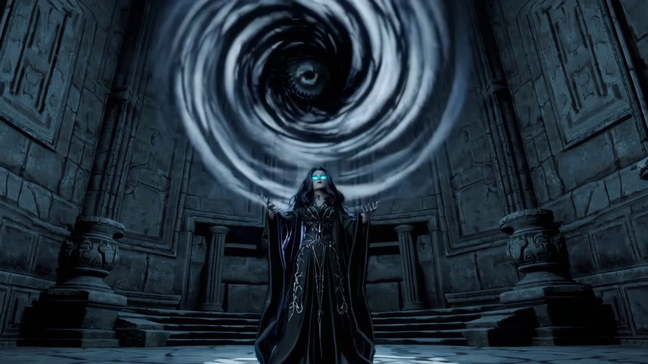 Dark Sorceress Summoning a Portal