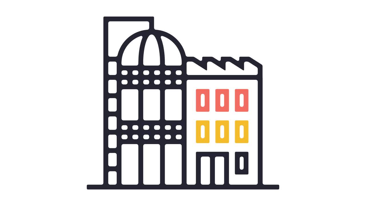 공장 생산 라인 아이콘 애니메이션