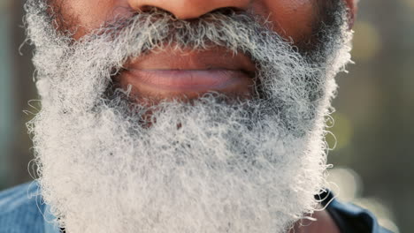 close-up portrait of a smiling senior man with a white beard