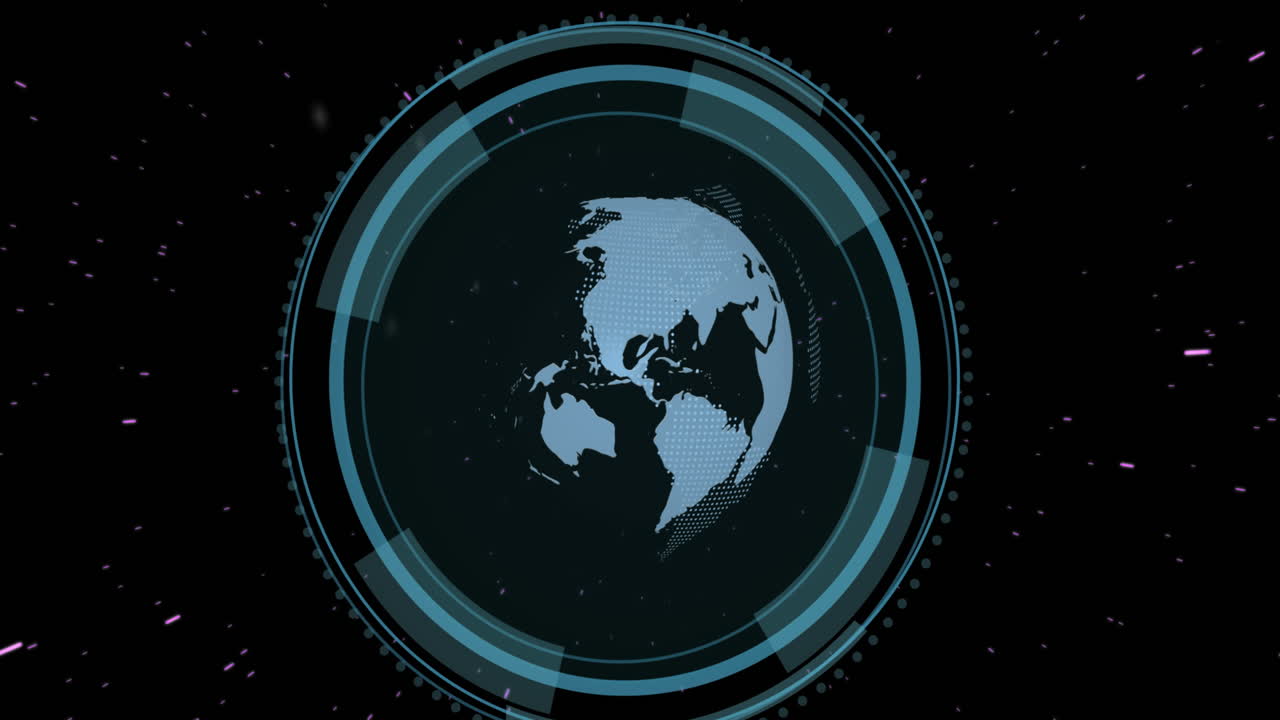 Animation of scope scanning and globe on black background