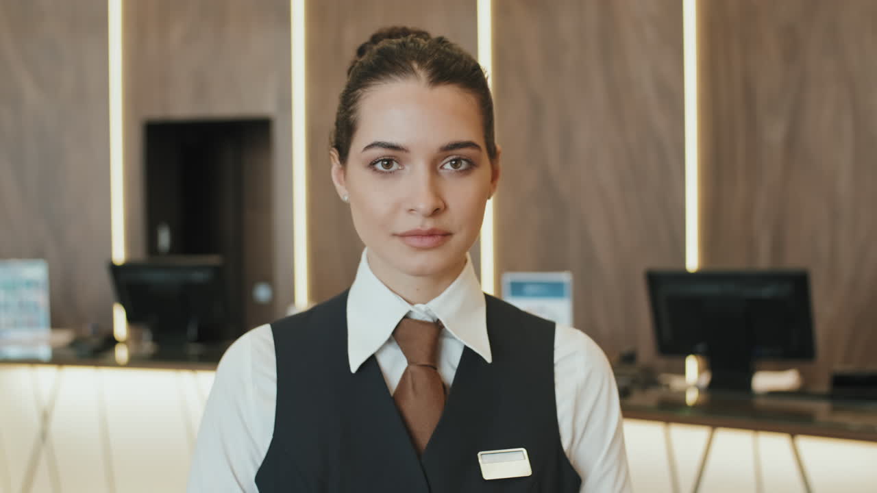 Female Hotel Manager at Reception Desk