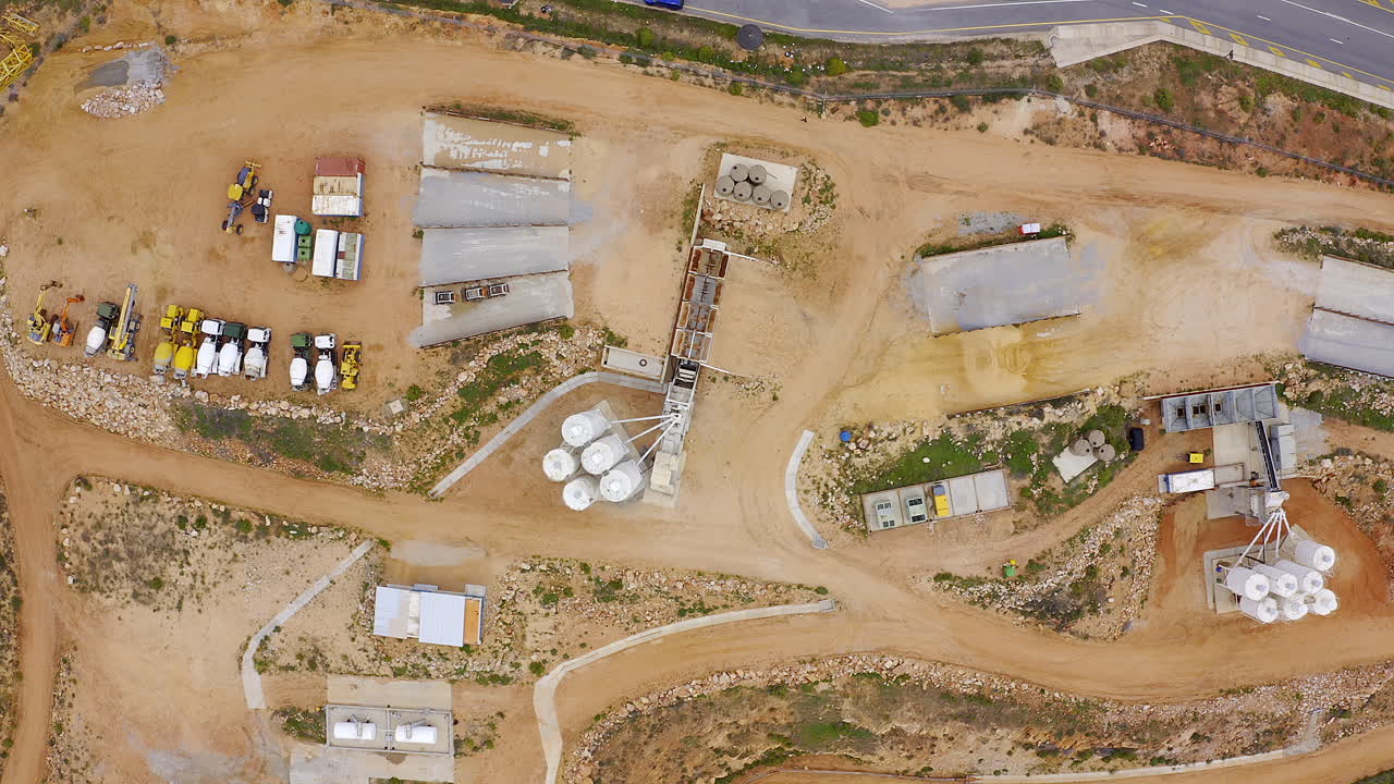 vista aérea del sitio de construcción de la planta de hormigón