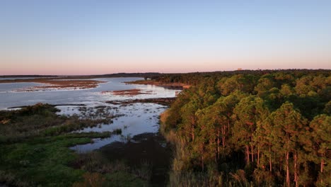 droning along the marsh near daphne, alabama on mobile bay