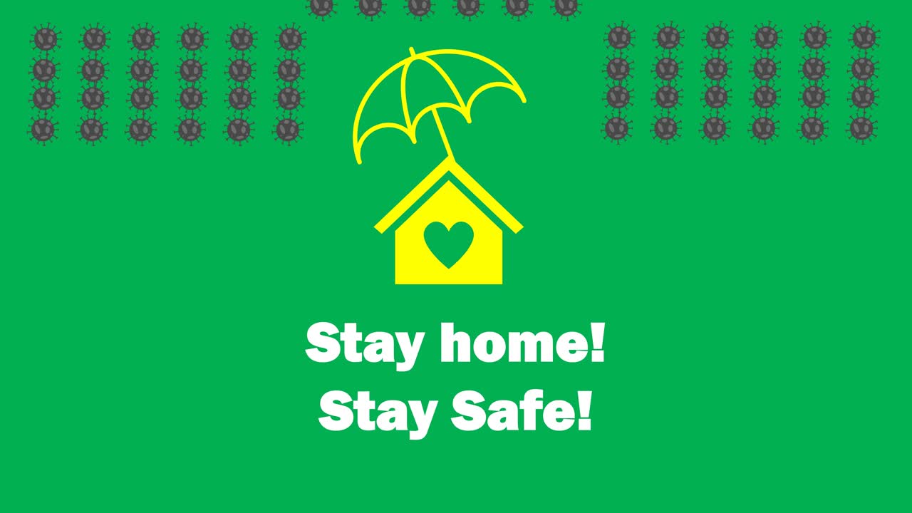 covid-19 또는 집을 둘러싼 코로나 바이러스로부터 보호되는 우산으로 덮인 집