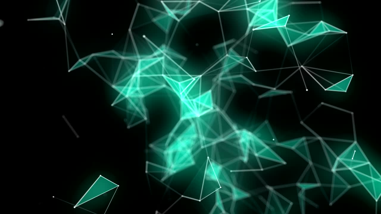 animación futurista del plexo con triángulos brillantes en cámara lenta, 4096x2304 bucle 4k