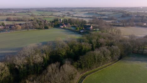 Rowington-Warwickshire-Grand-Union-Canal-Corte-Aéreo-Paisaje-Campo-Inglaterra-Reino-Unido-Invierno