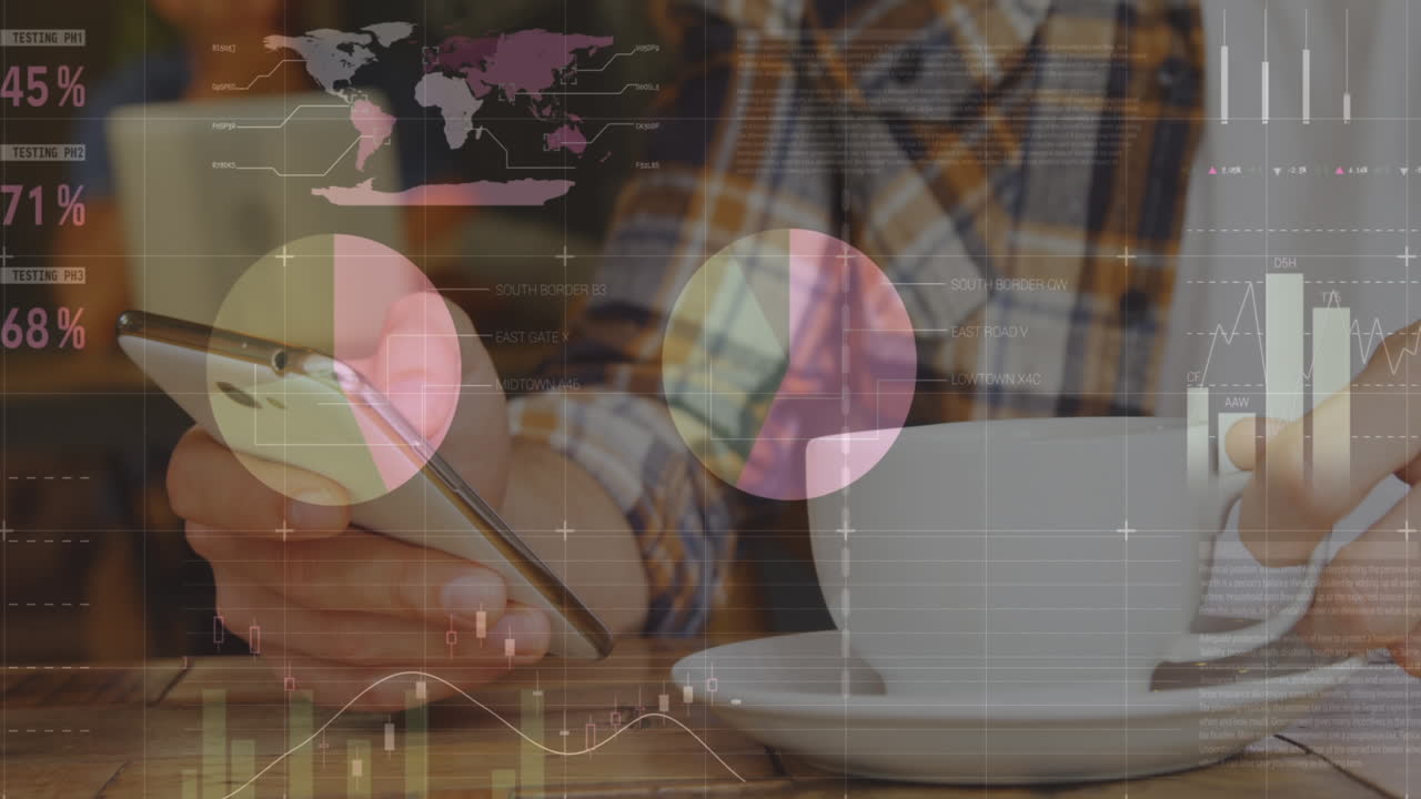 animación de estadísticas y procesamiento de datos sobre el hombre utilizando un teléfono inteligente