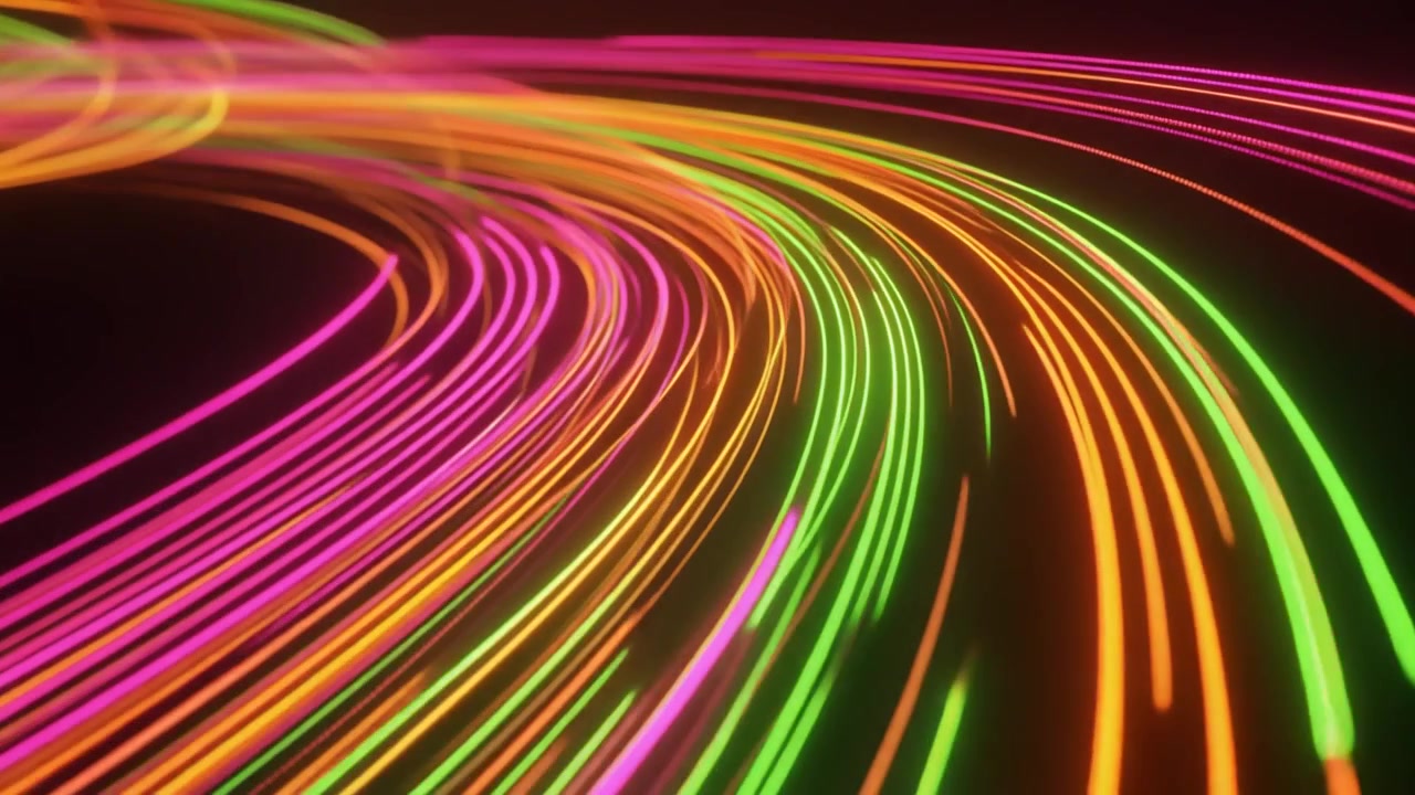 Sfondo animato astratto con scie luminose neon