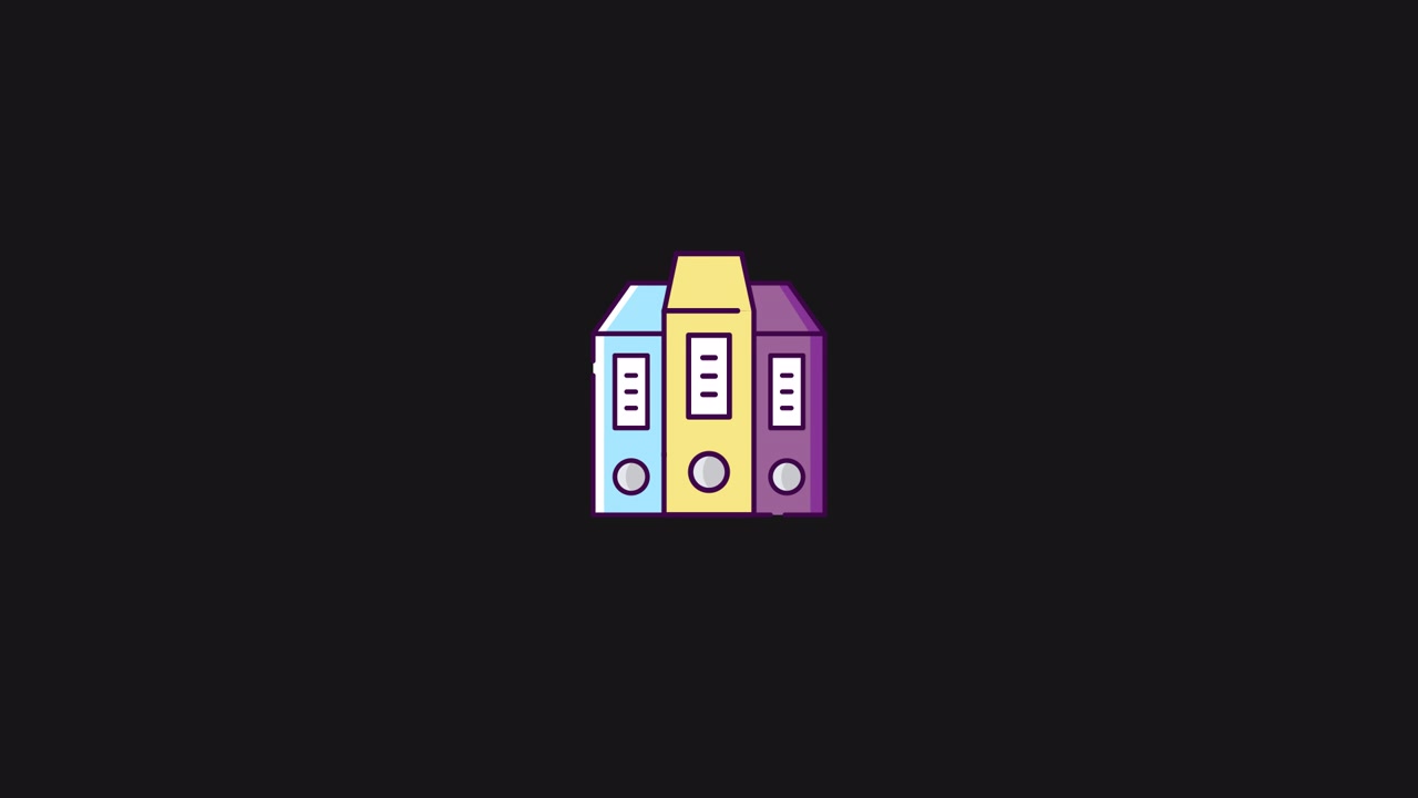 Animated Illustration of Colorful Office Binders
