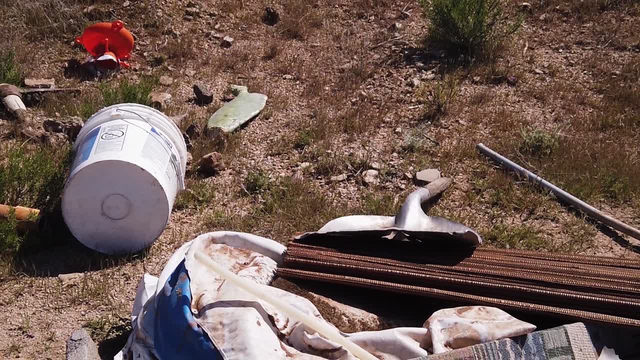 Dumped trash and debris outdoors