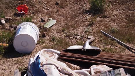 dumped trash and debris outdoors
