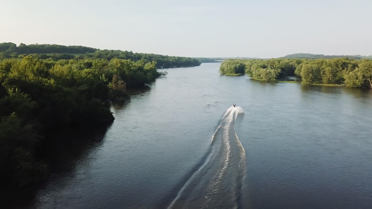 Scenic River Landscape with Boat