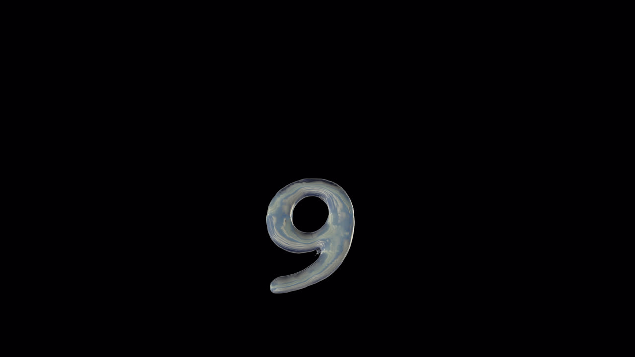Liquid Number 9 Melting on Transparent Background