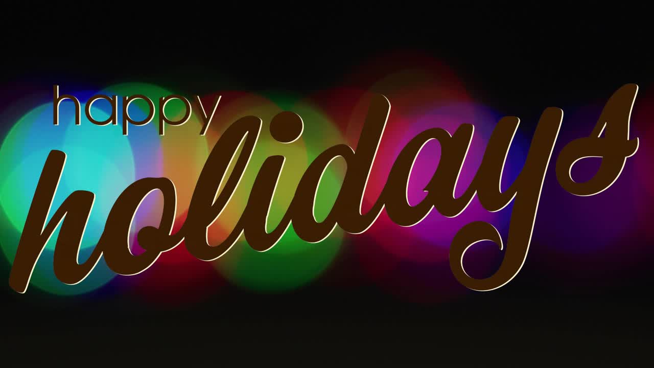 On play cursive holidays sliding across bokeh shifting and blending behind glossy text for greeting