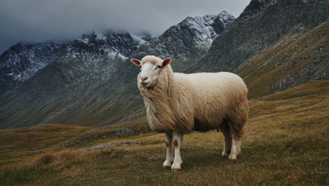 sheep in a mountain landscape