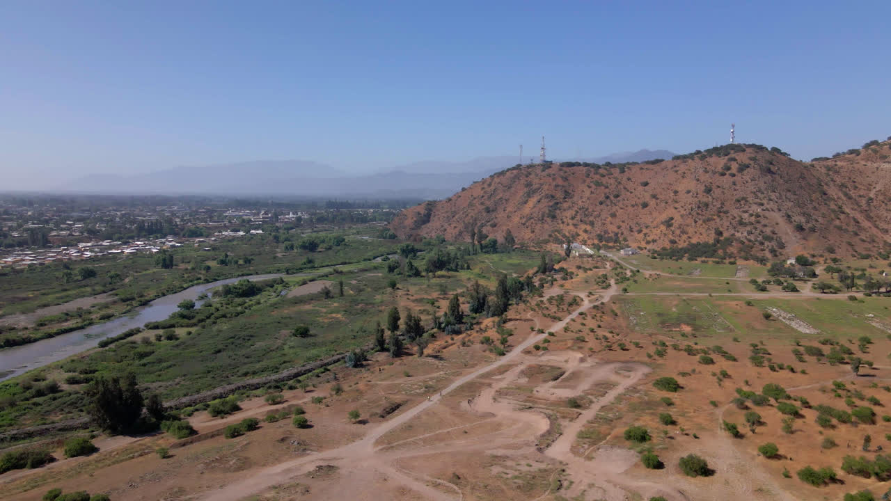 Vista aerea del campo a Santiago Talagante, Cile.
