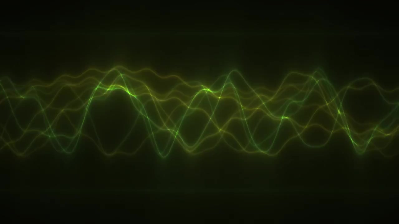 Abstract Green Glowing Sound Wave Visualization on Black Background