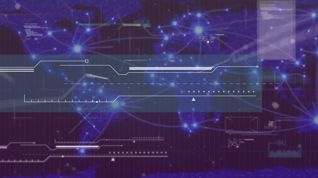 Animation of data processing over black background