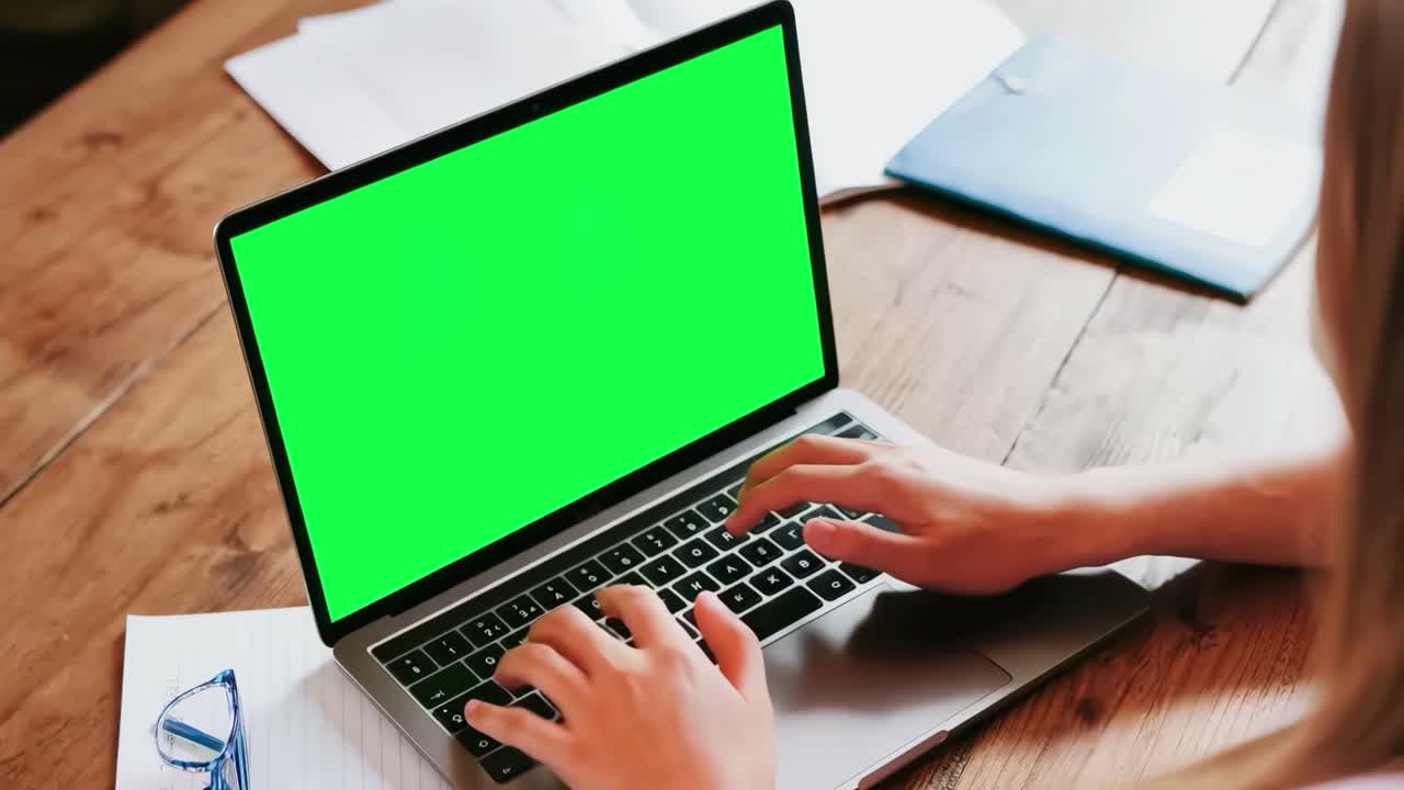 Laptop screen live mockup animation, transparent 4K video, green screen