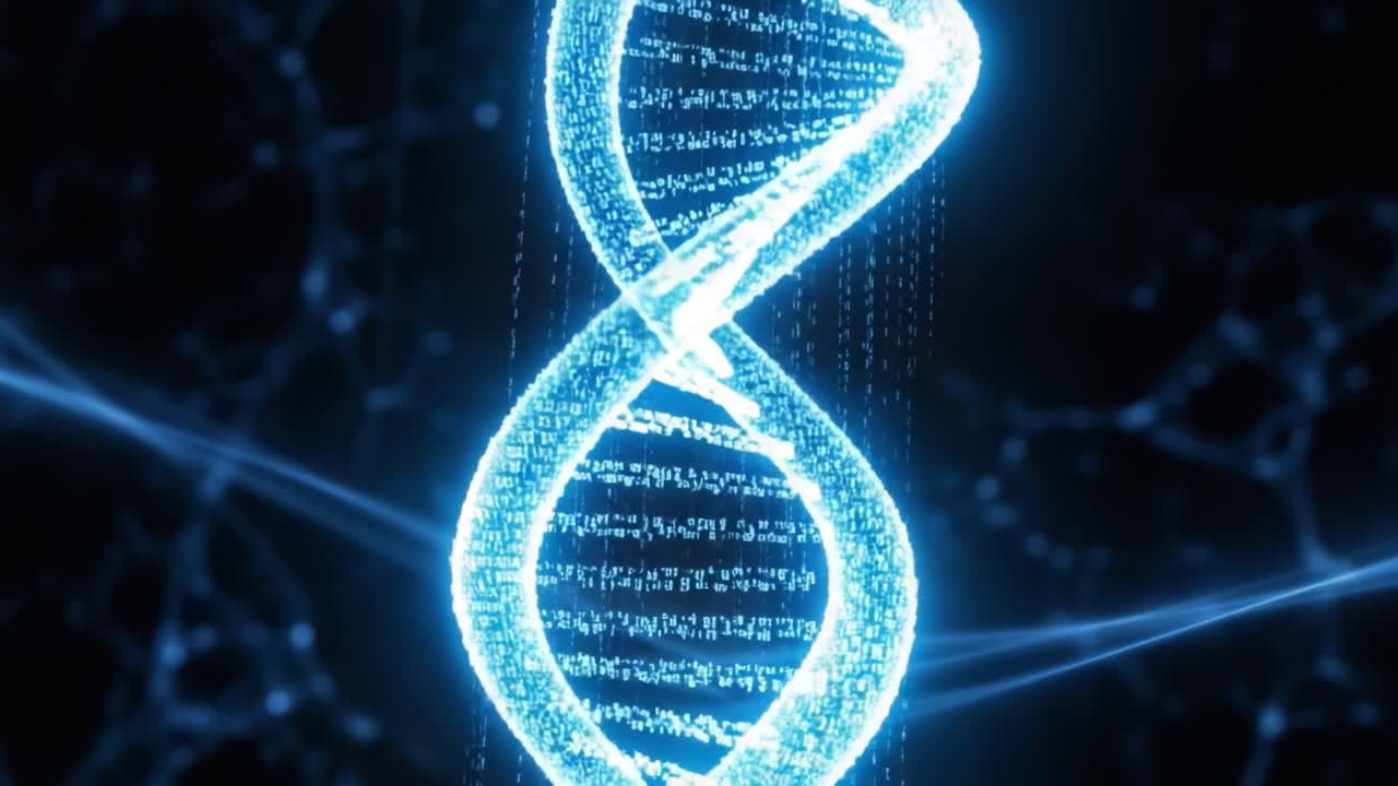 A Stunning Visualization of a DNA Helix: Exploring the Intricacies of Genetic Structures Through Dynamic Light and Digital Representation