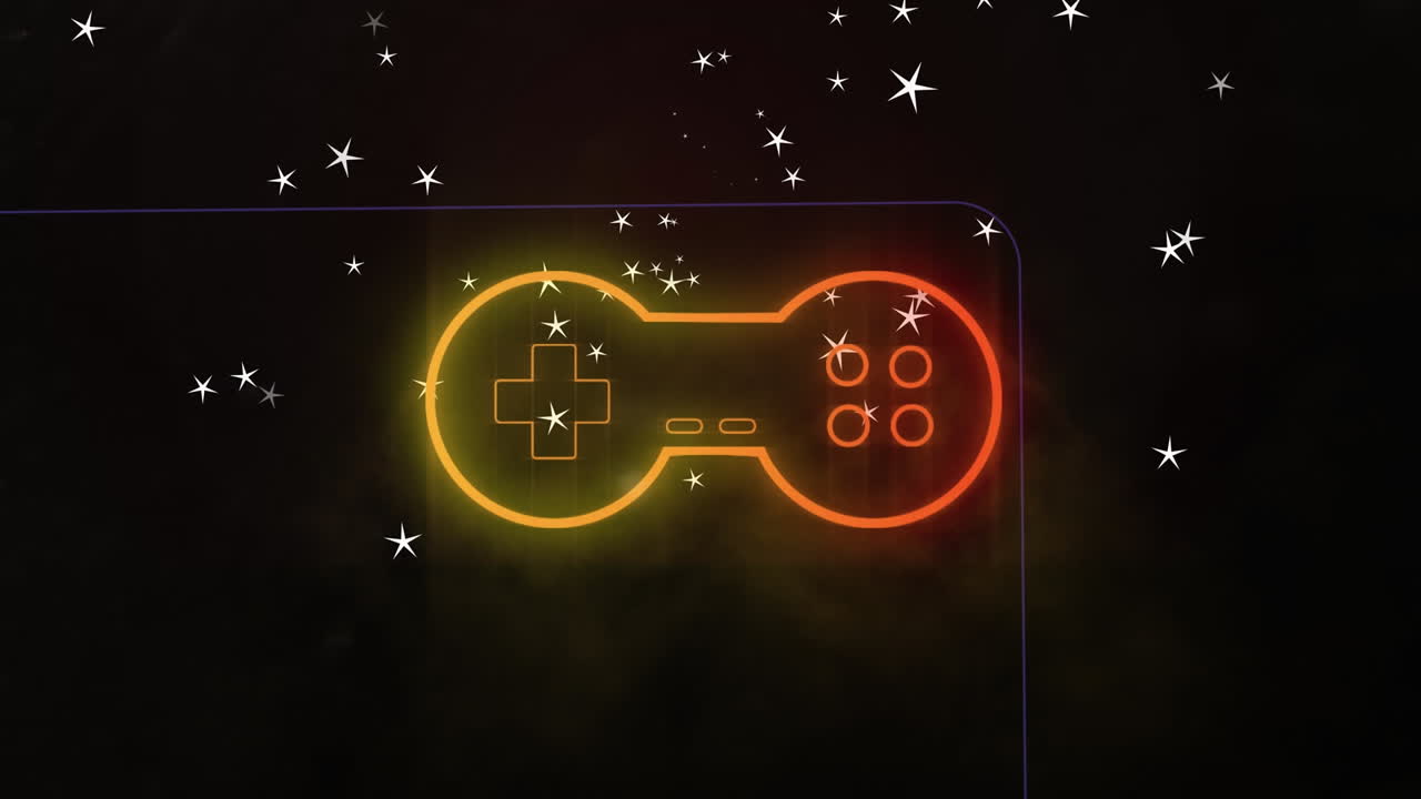 animazione di neon nintendo su stelle in movimento