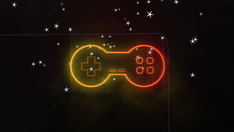 animation of neon nintendo over moving stars