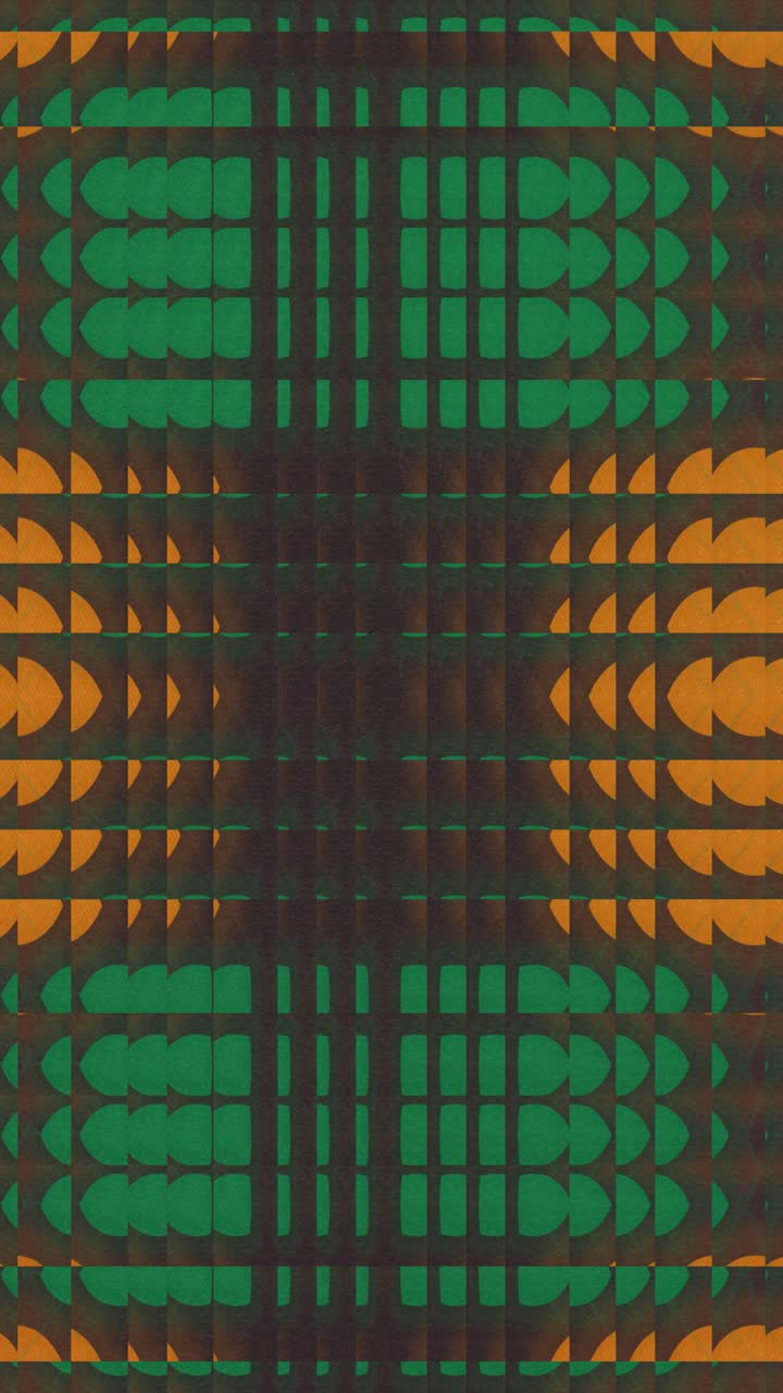 Motivo geometrico astratto con forme arancioni e verdi mutevoli